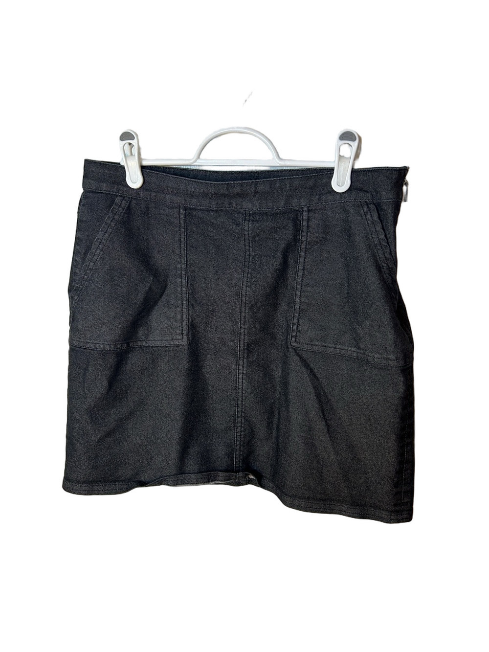 Prana Black Denim Mini Skirt with Front Seams size 8
